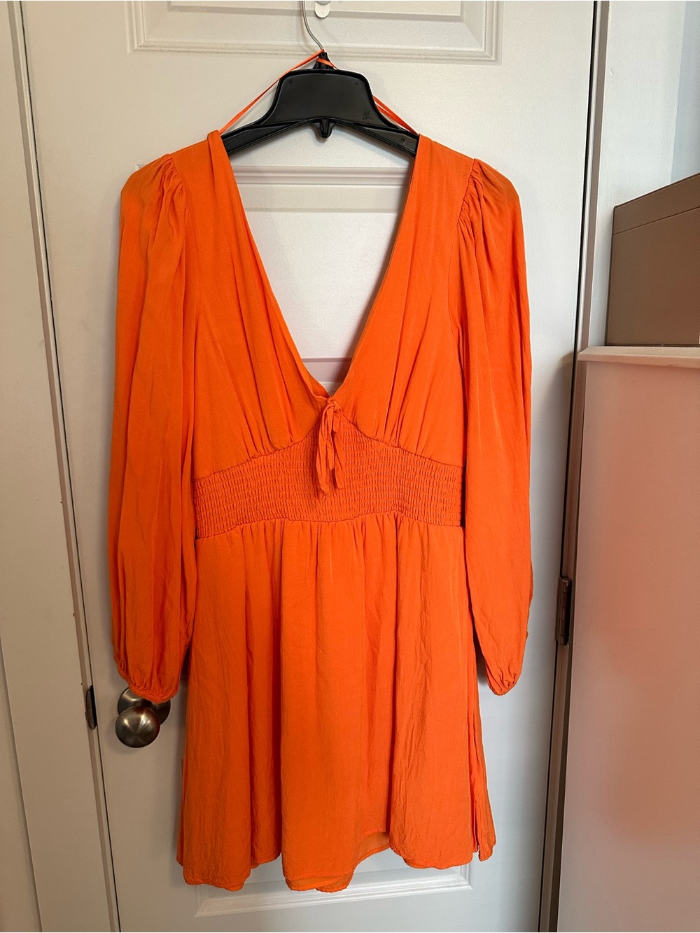 Copper Key Bright Orange Deep V Mini Dress